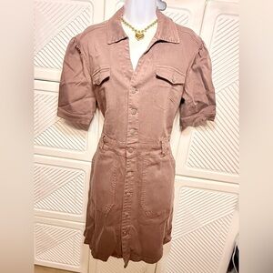 Elegant Brown Button-Up Dress